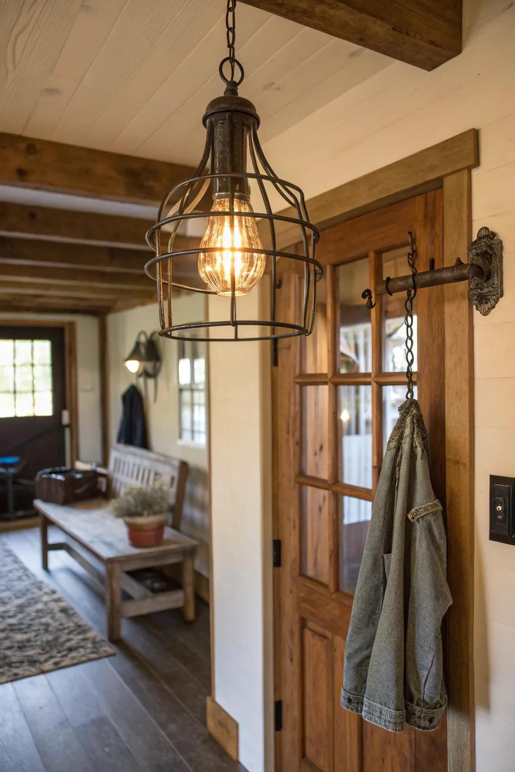 Caged lighting creates a striking impression.