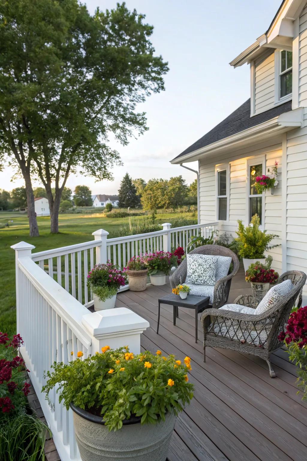 Pristine and traditional: White painted railing.