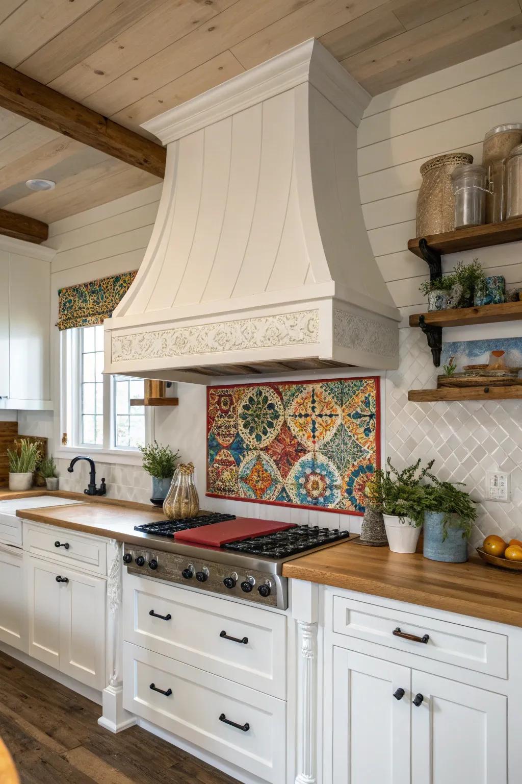 Plank facing incorporates a timeless touch to a countryside kitchen.