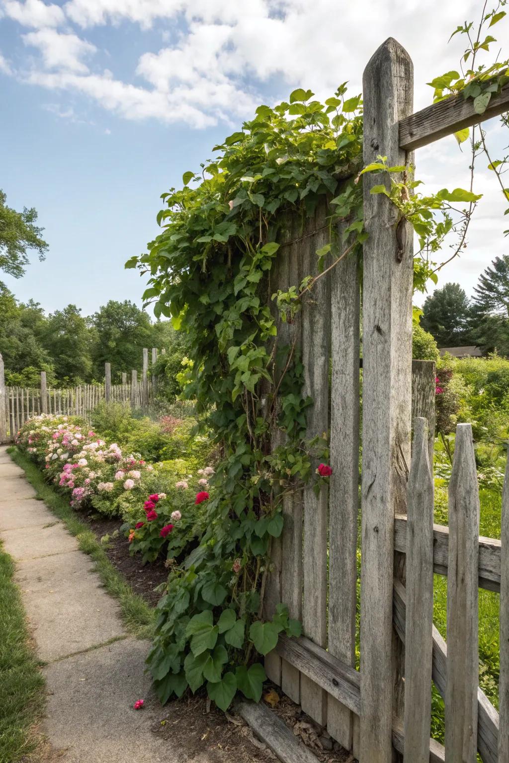 Turn your fence into a green oasis with climbing plants.