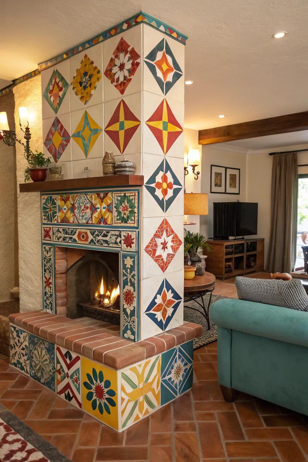 Tiles give your fireplace beauty and panache.