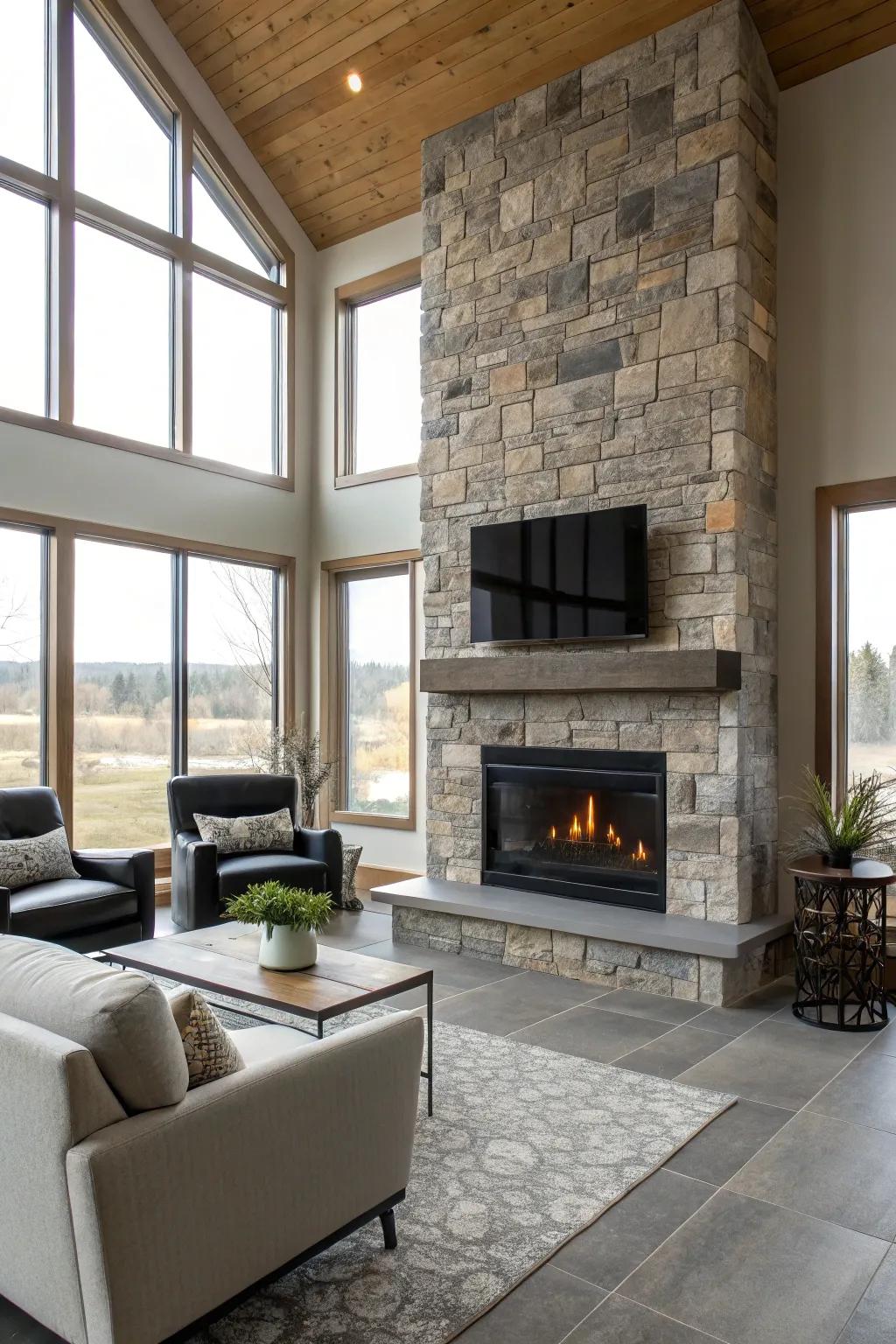 Natural stone enhances any fireplace with refined beauty.