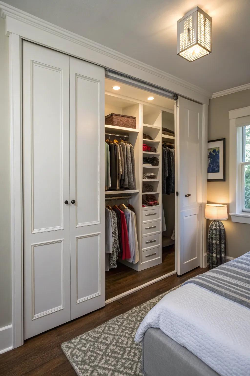 Dual-fold doors give easy access while saving space.