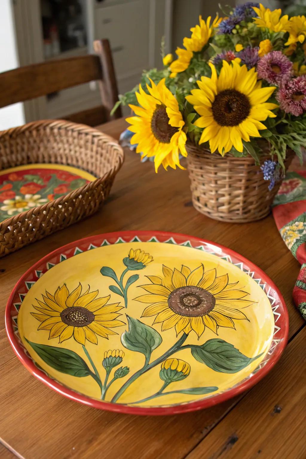 Golden discs establish a striking, vibrant statement on your tableware.
