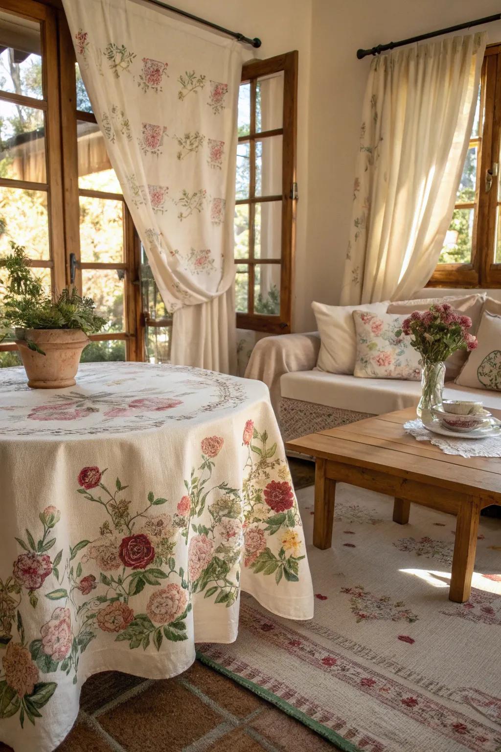 Add charm with timeless botanical fabrics.