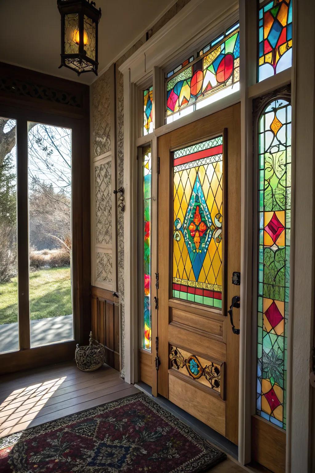 Stained glass introduces both artistry and enhanced privacy.