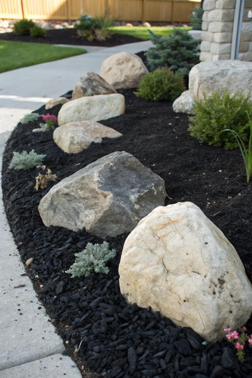 Rocks and ground cover: an ideal combination for visual interest.