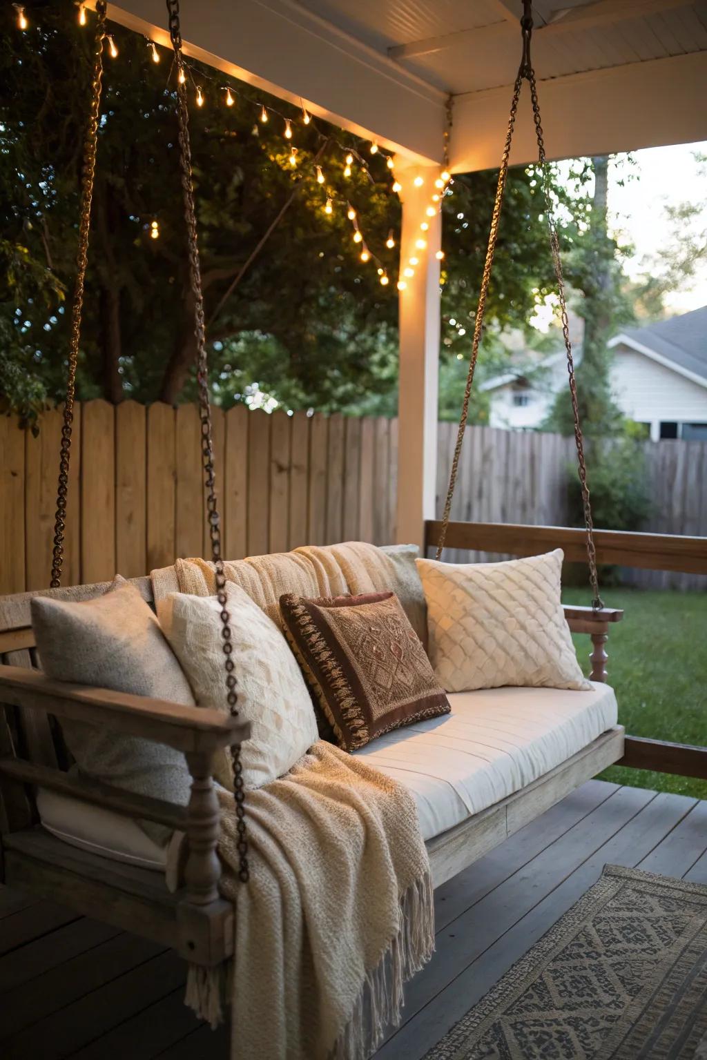 Redesign a nook into a warm swing sanctuary.