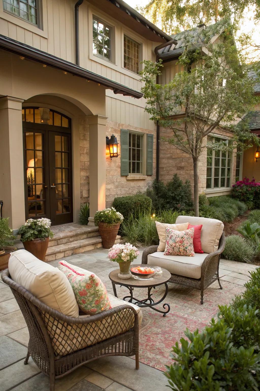 An inviting seating sector perfect for outdoor leisure.
