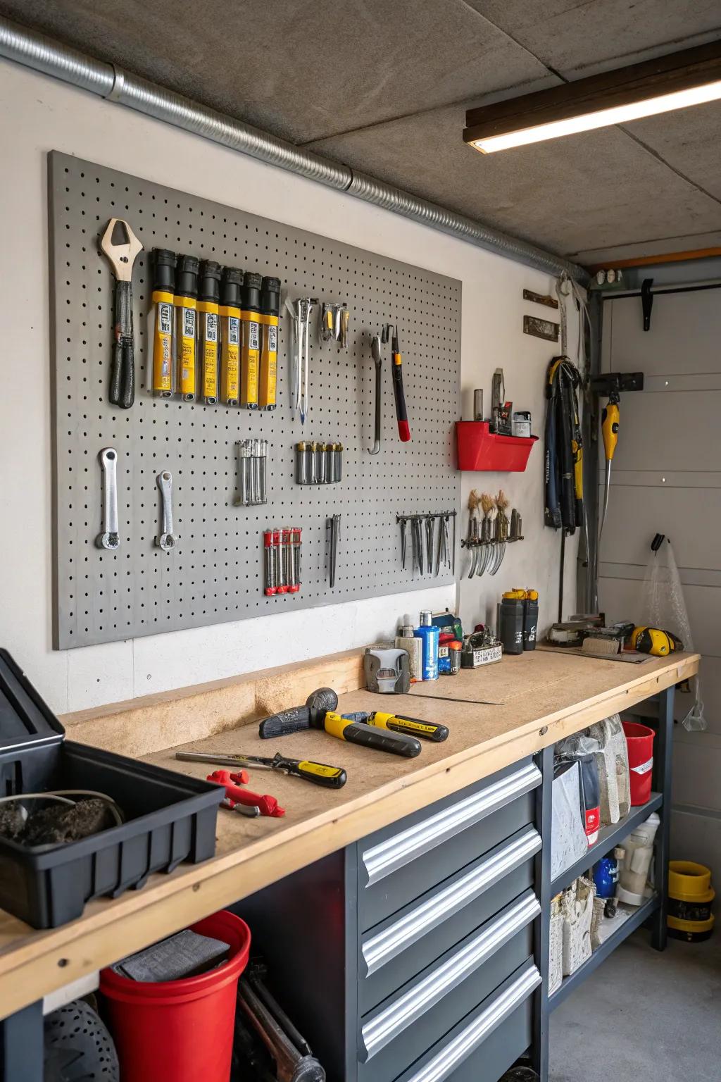 Create a functional workspace or creative studio right in your garage.
