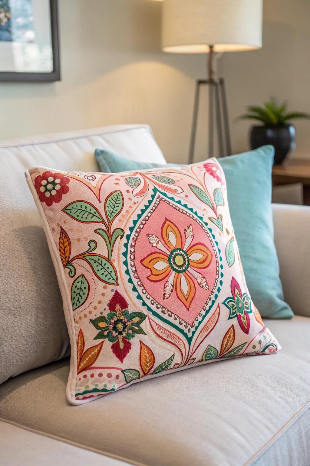A fancy cushion designed to liven up any living area.