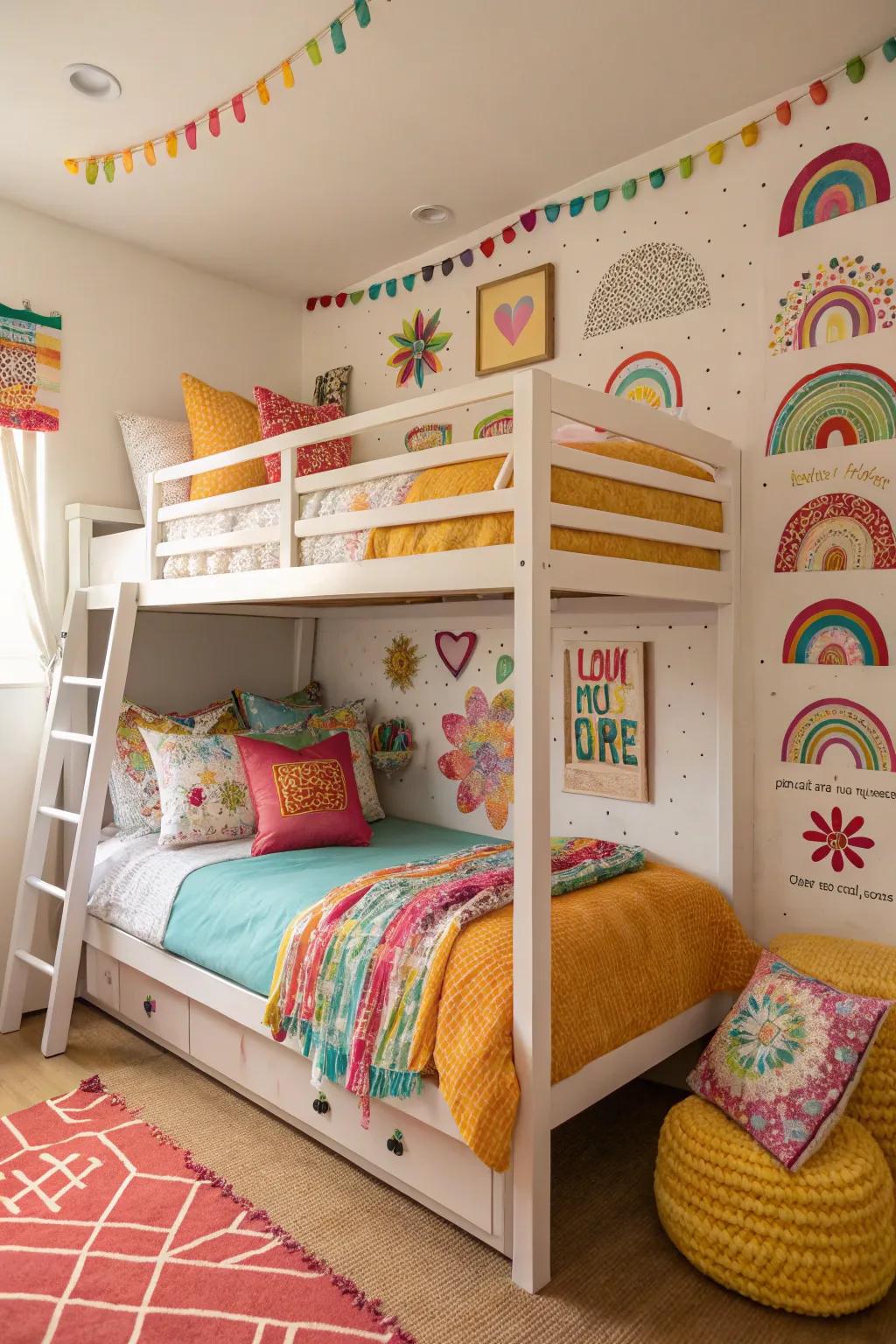 Vivid accents bring a lively feel to the space.