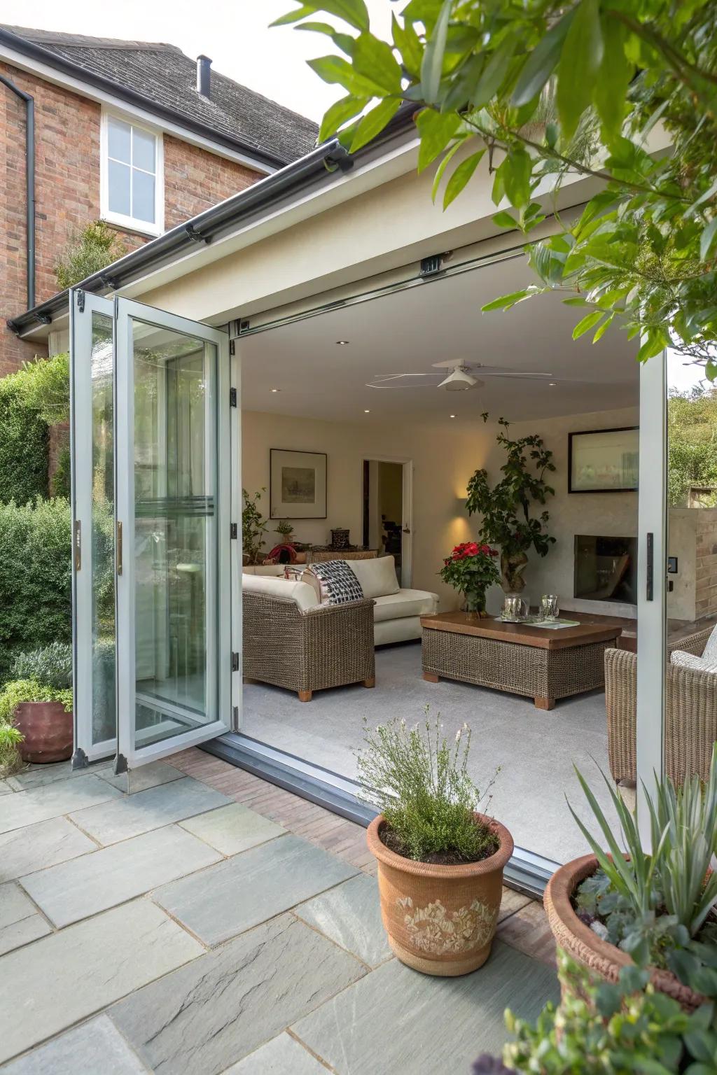 An attractive deck area smoothly integrated with the interior space.