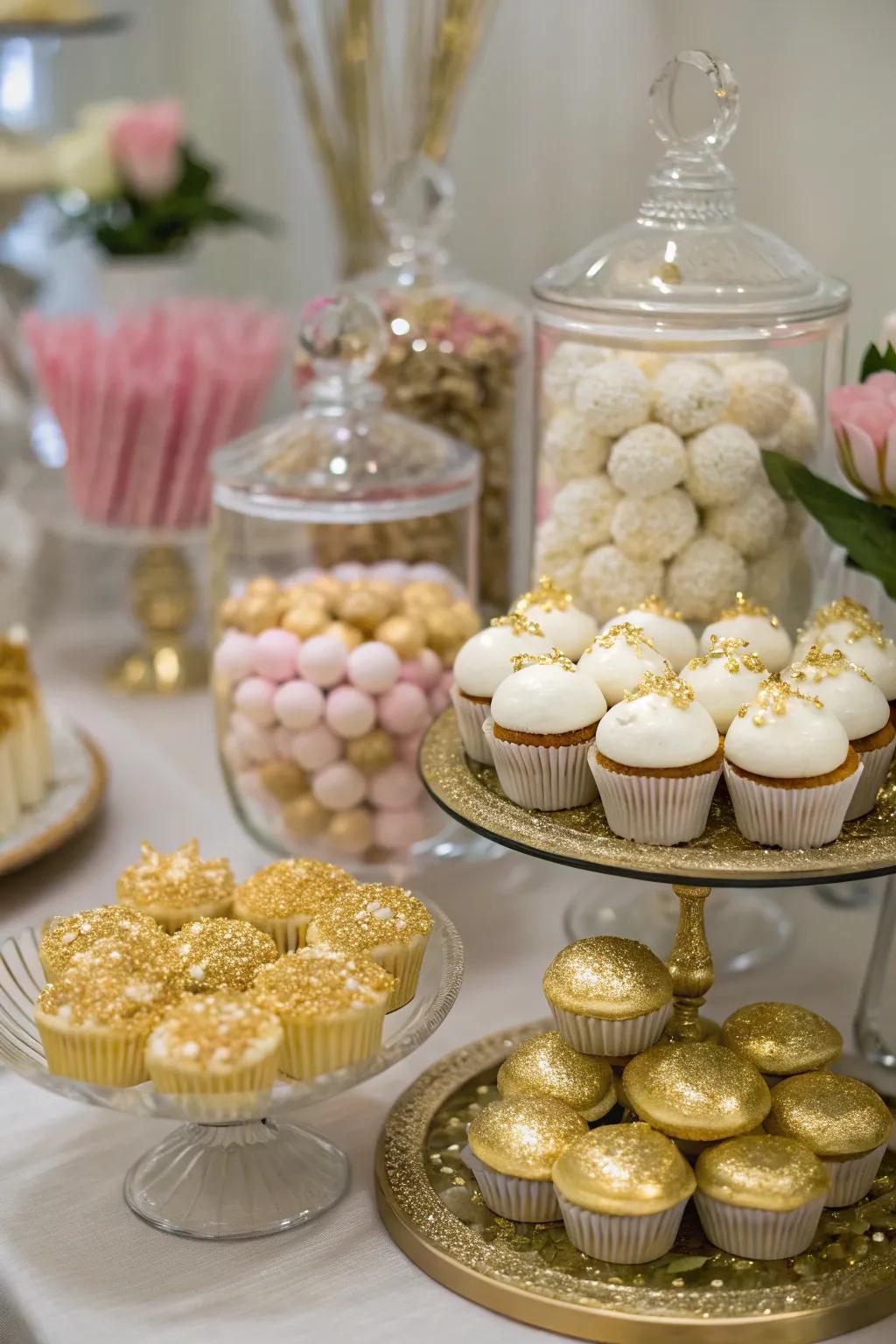 A delicious array of golden desserts that promises to enchant the senses.