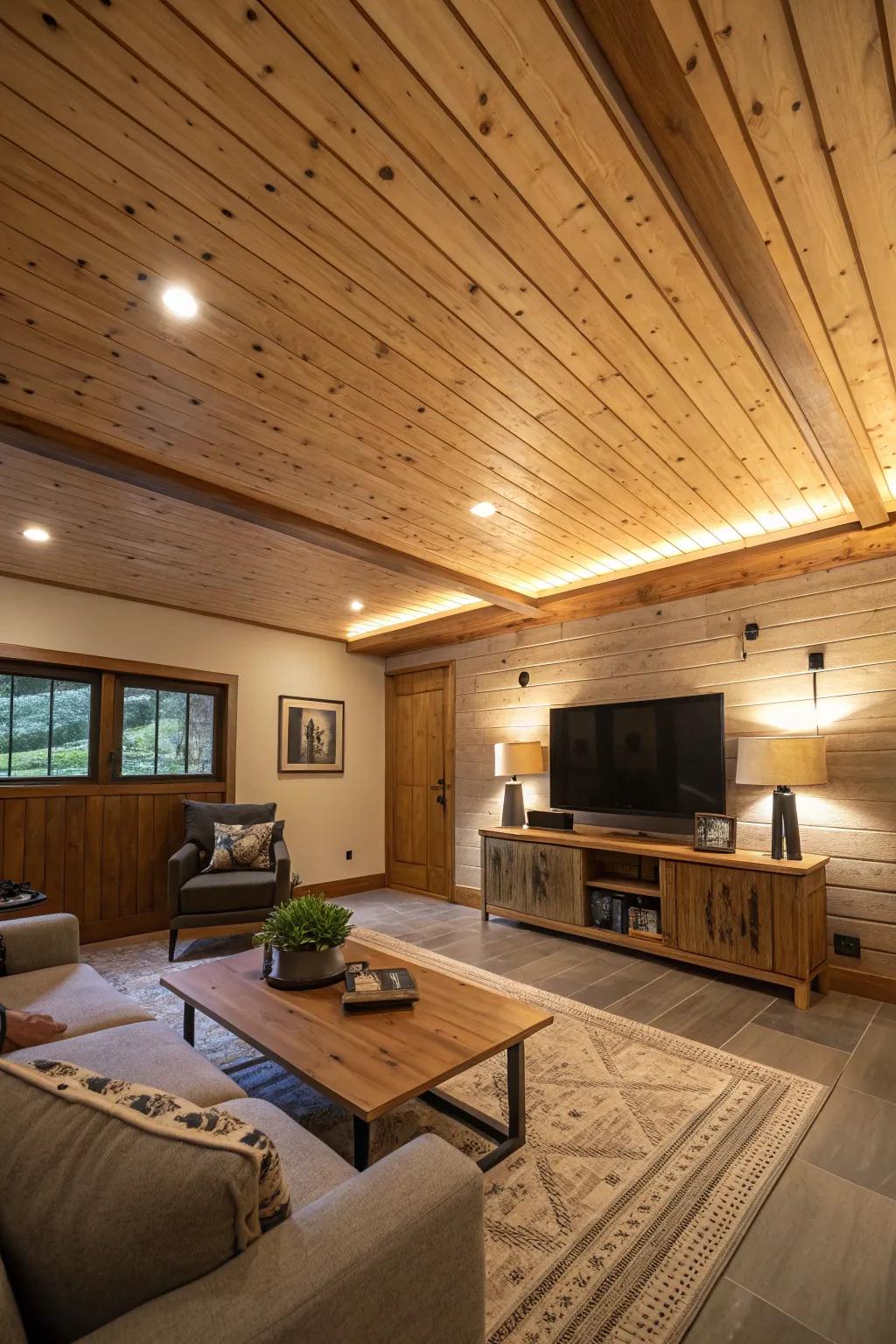 Natural wood ceilings contribute both warmth and texture to any interior design.