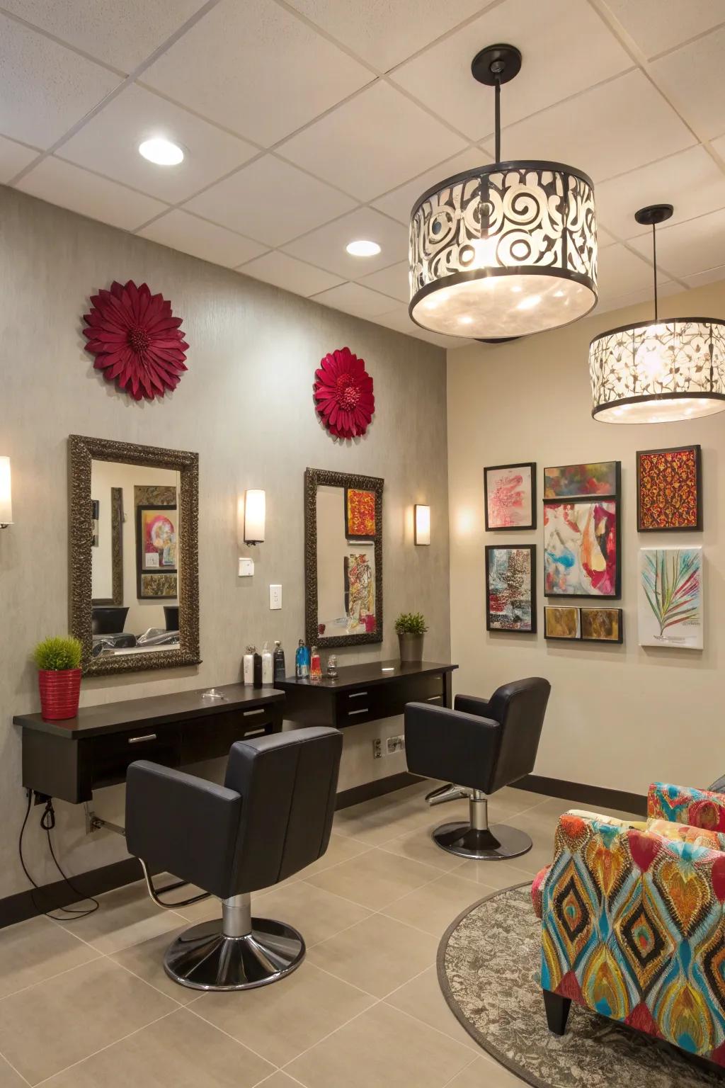 Neutral shades enhanced with striking accents result in a stylish aesthetic.