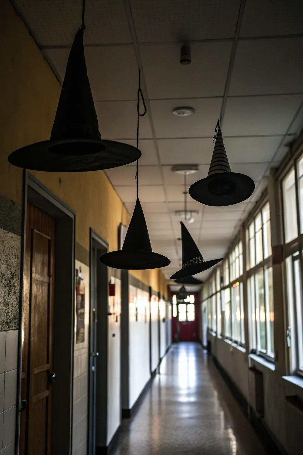 Drifting witch hats infuse a supernatural atmosphere.