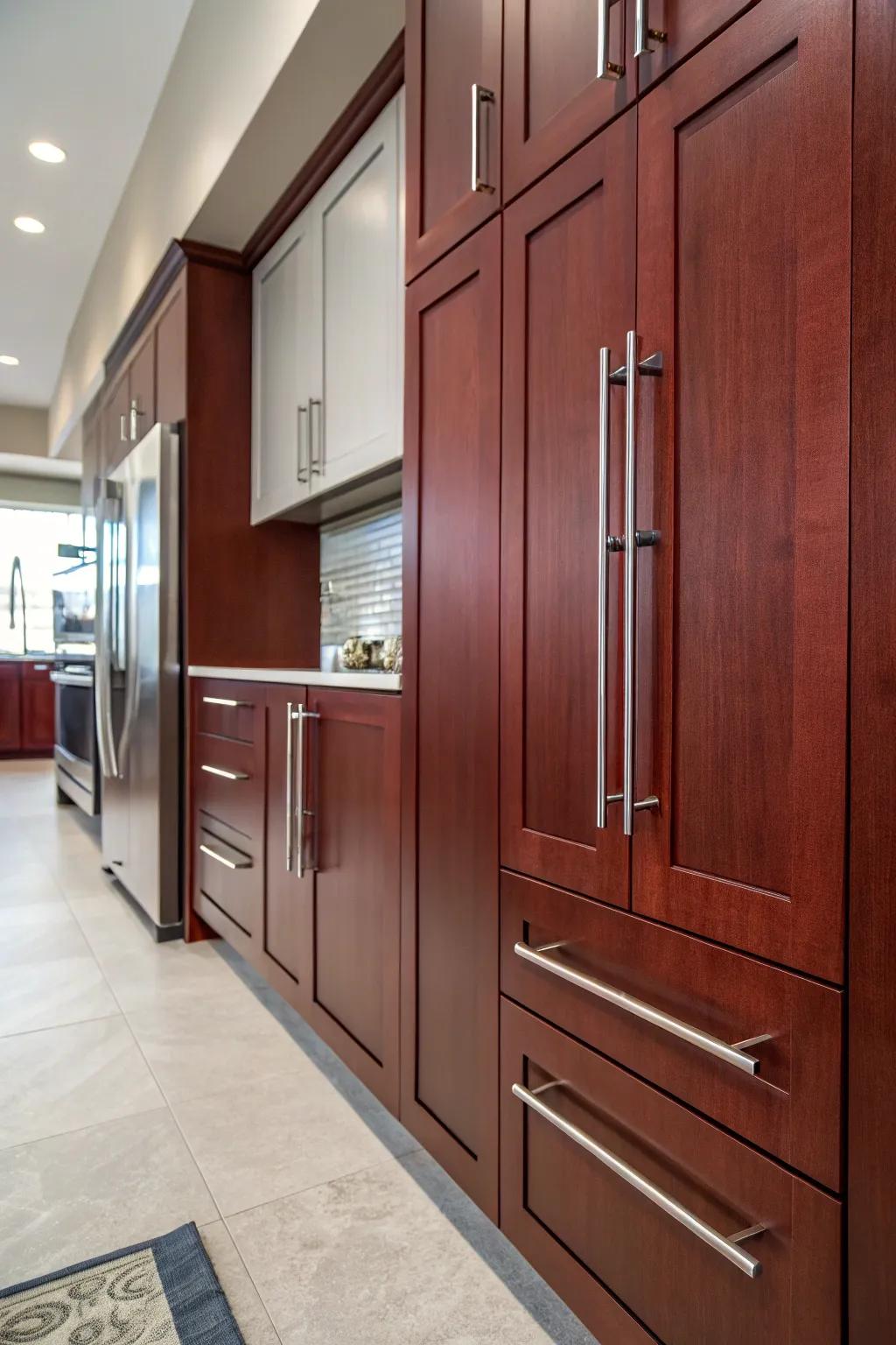 Elegant silver alloy bars to realize a contemporary yet simplified look.