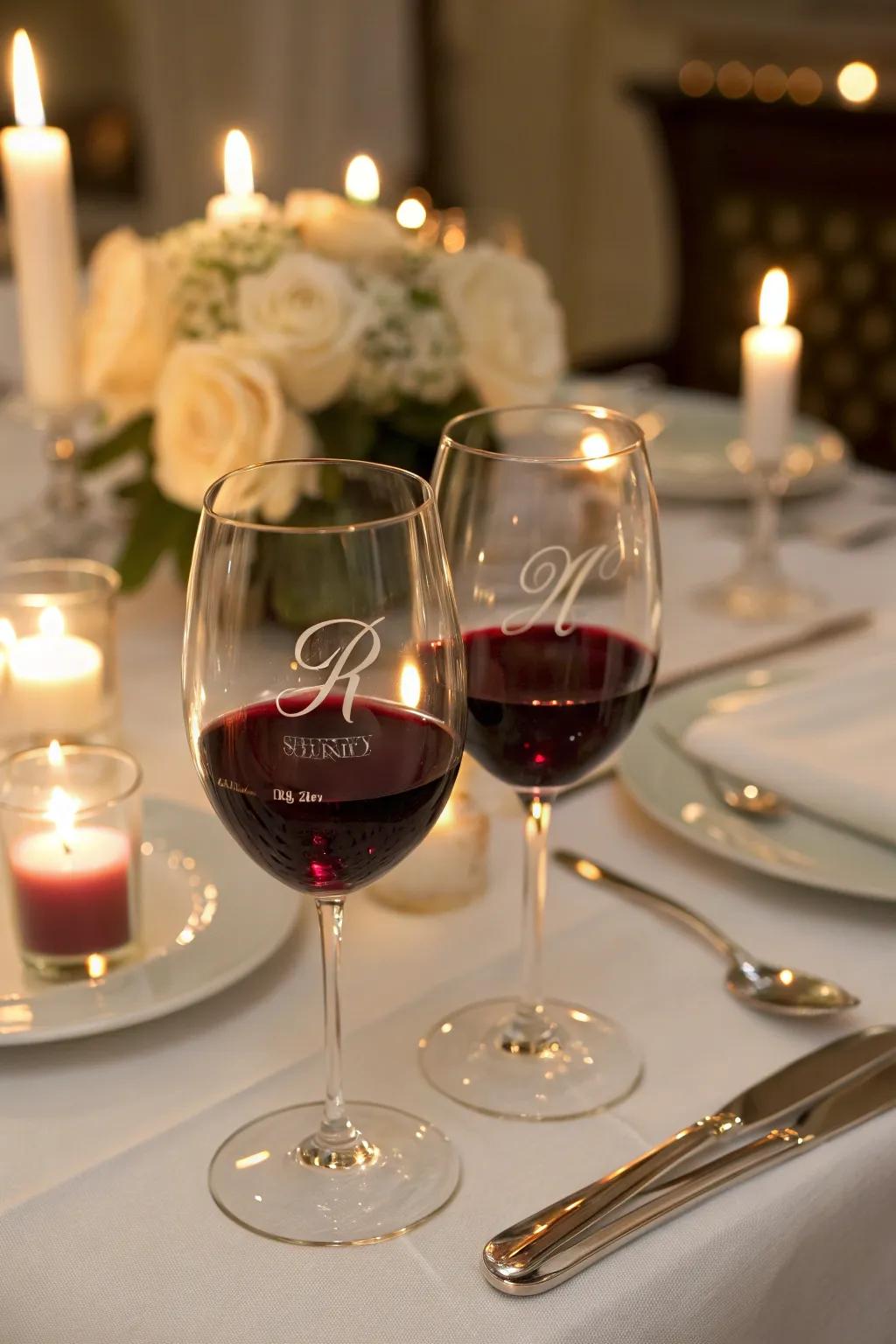Personalized glassware incorporates a personal element to any celebration.