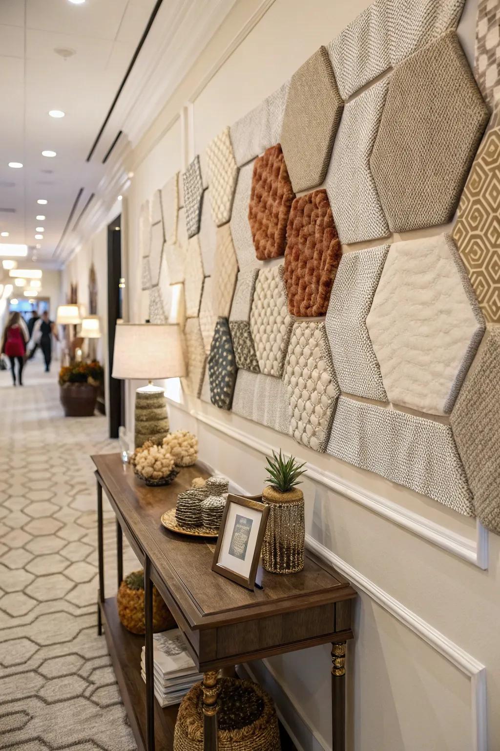 Textured hexagons enrich any wall with depth and interest.