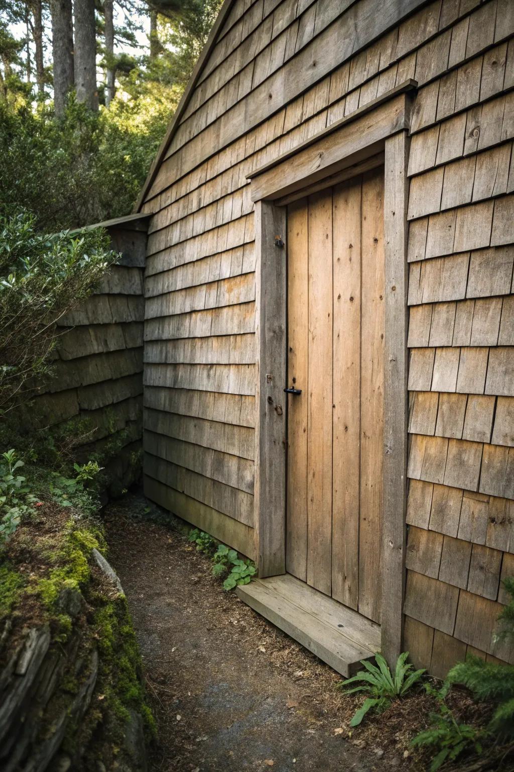 Timber paneling artfully conceals a concealed entry.