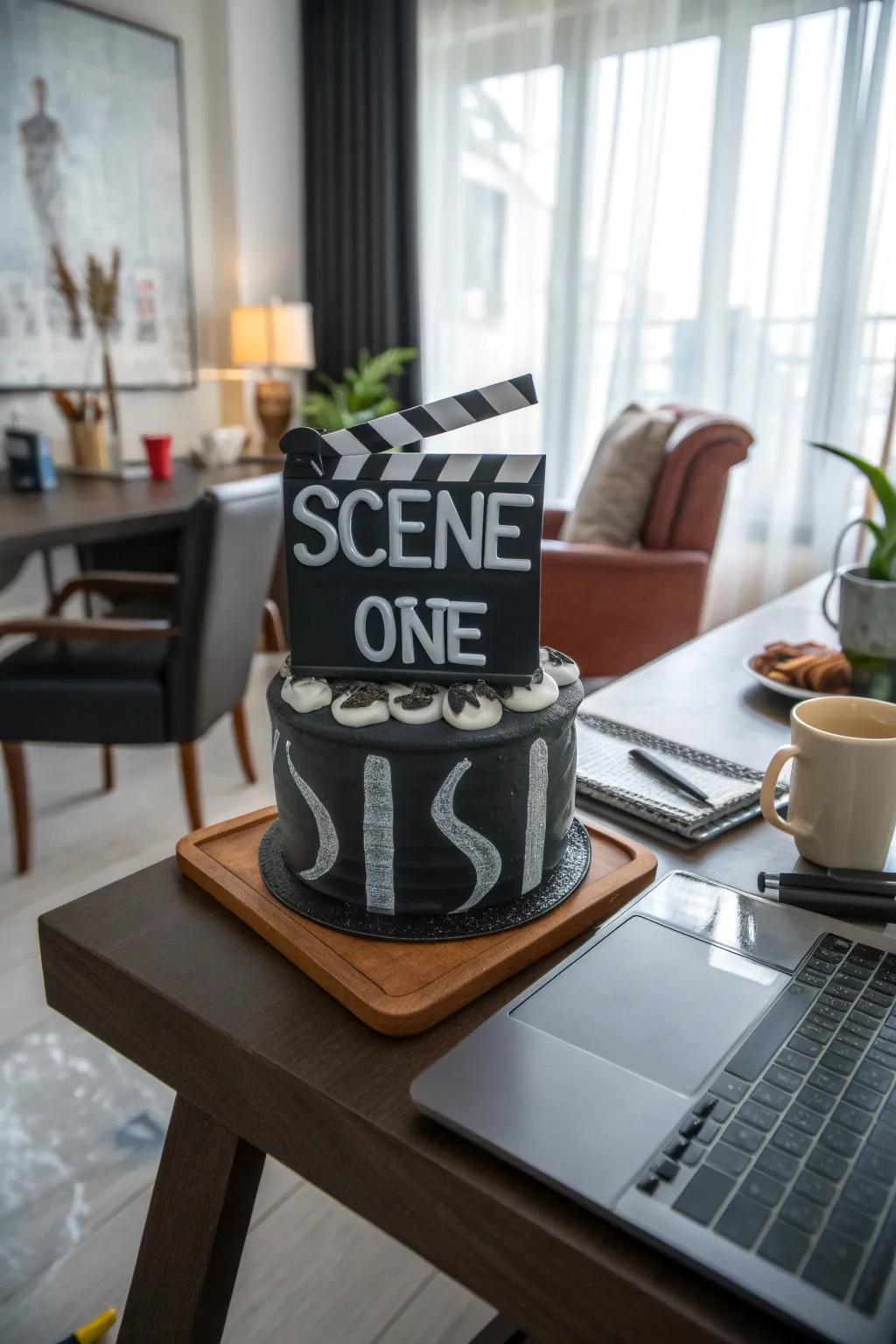 A clapperboard cake that truly captures the fun of filmmaking.