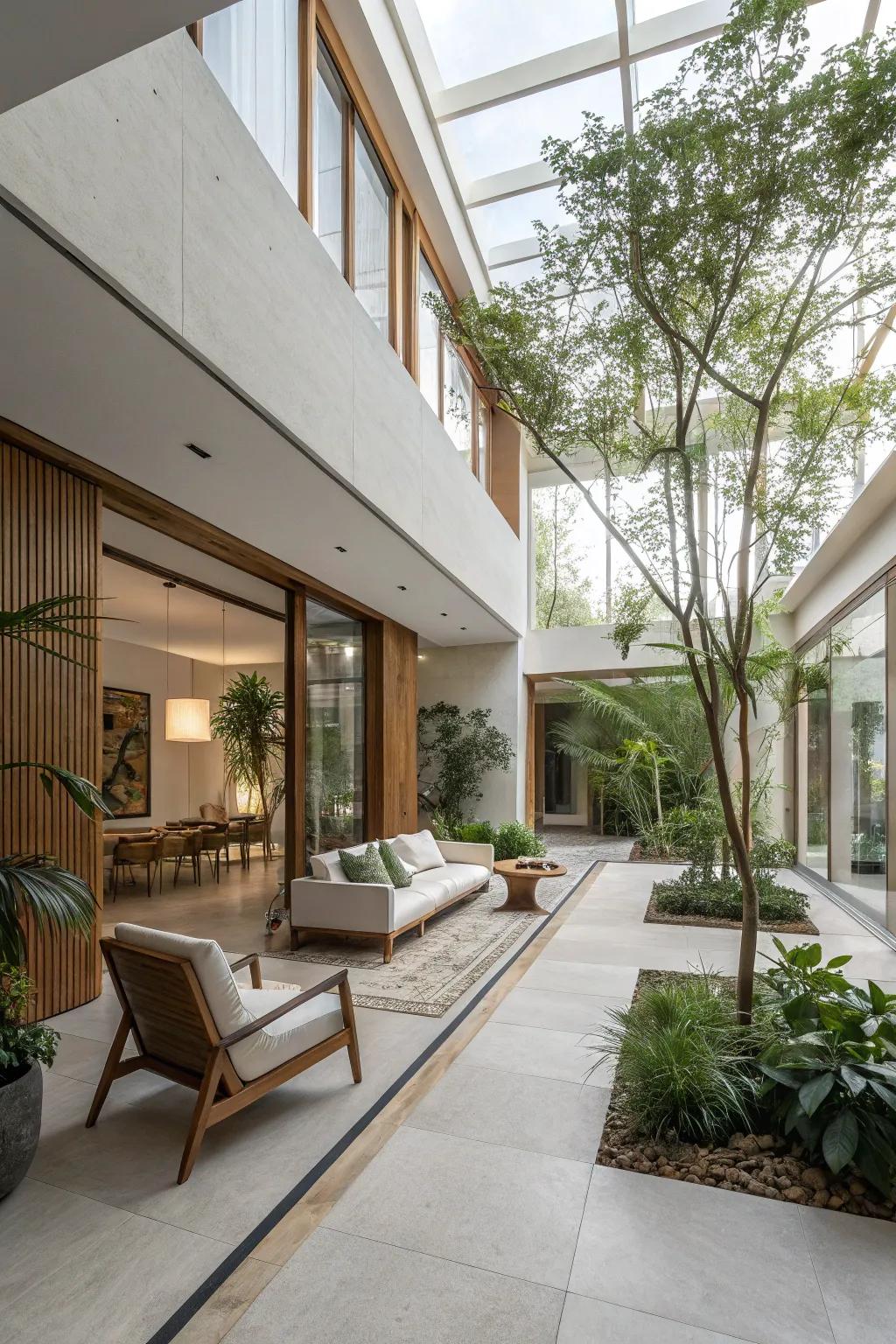 A minimalist atrium design prioritizing simplicity and refinement.