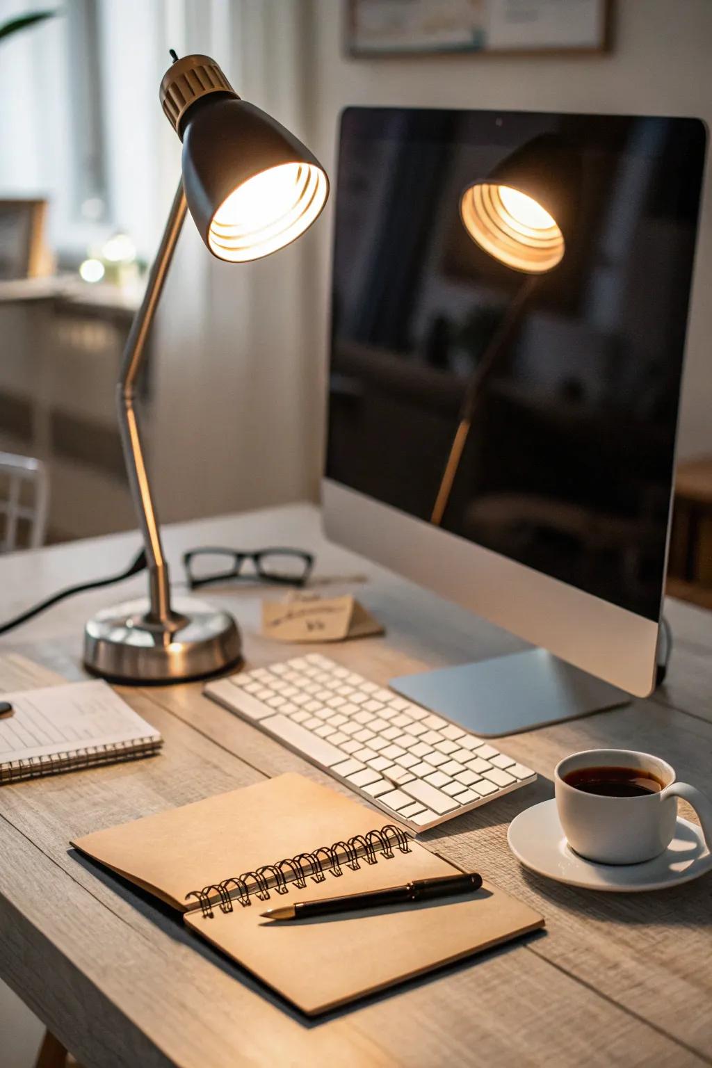 Focus light precisely where needed with a traditional desk lamp.