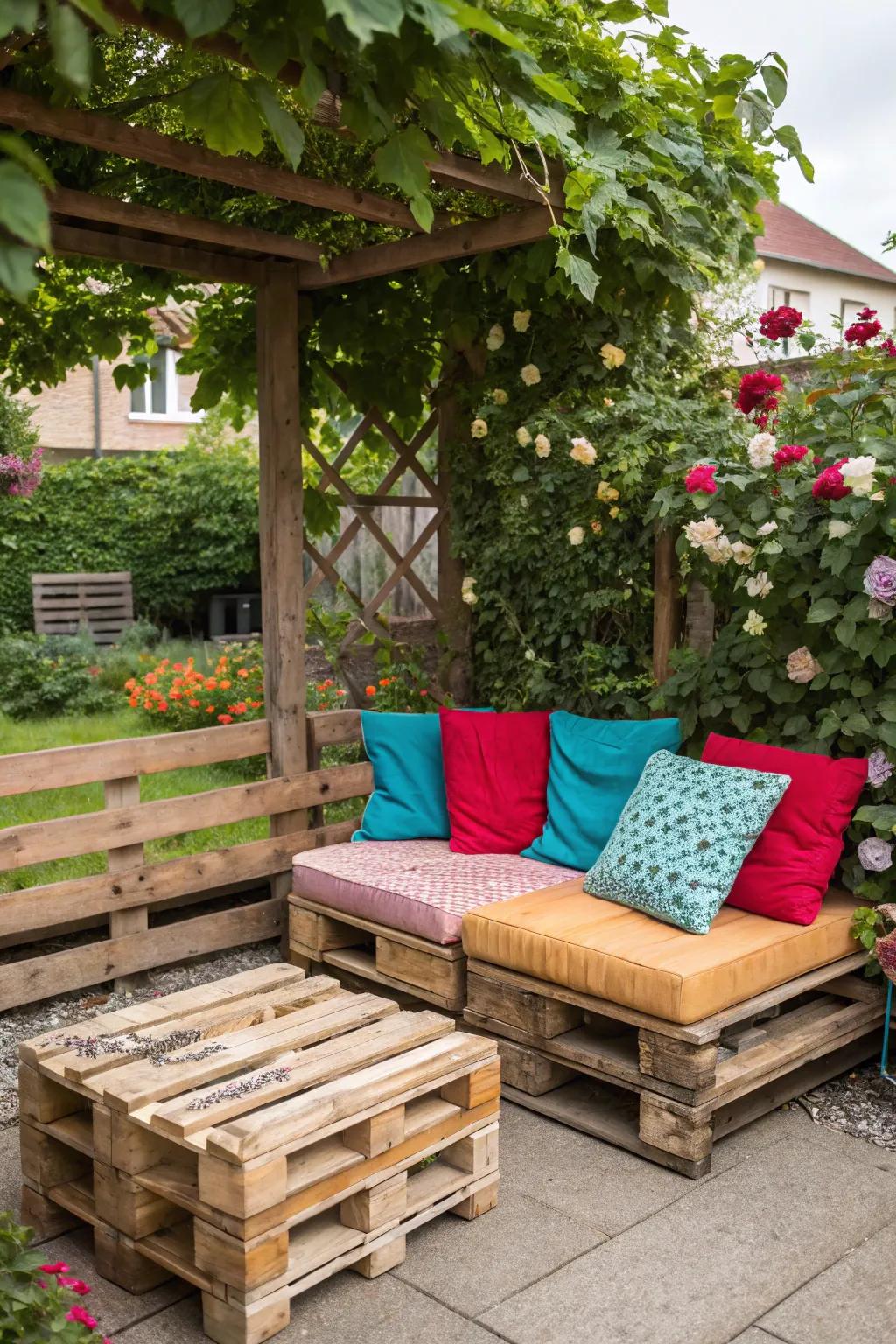 Turn skids into welcoming garden furniture.