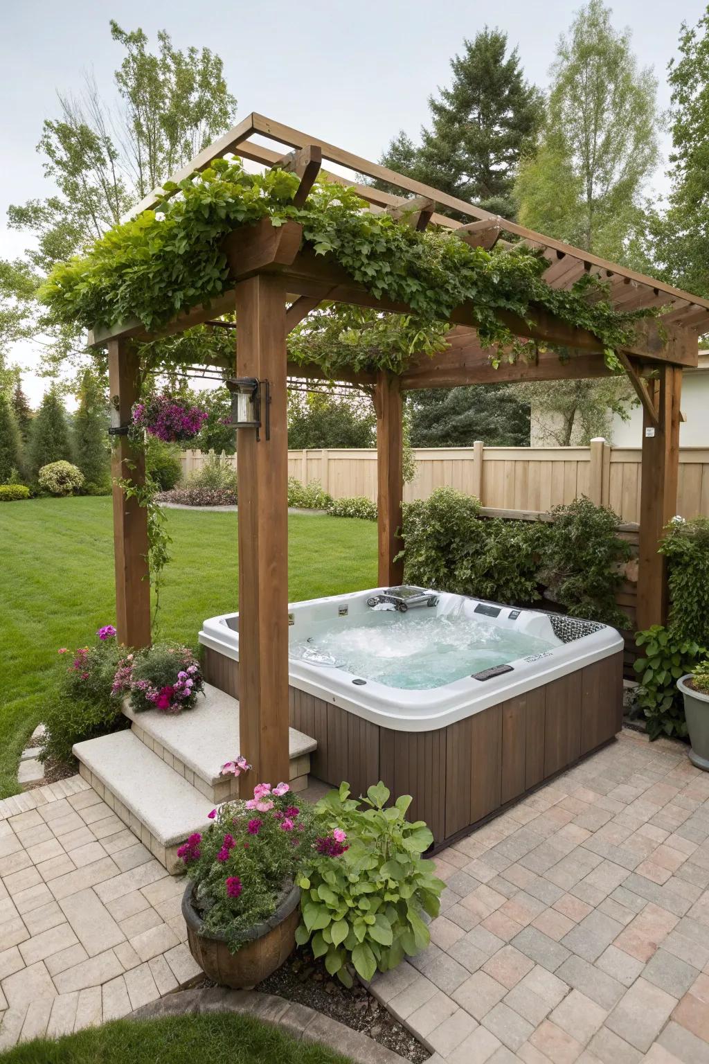 Bring elegance and protection together with a stunning pergola over your hot tub.