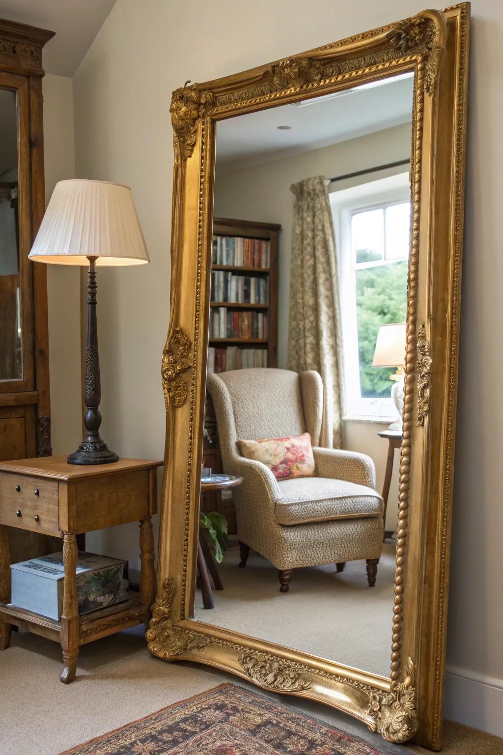 Looking glasses enhance light and space, making them ideal for corners.