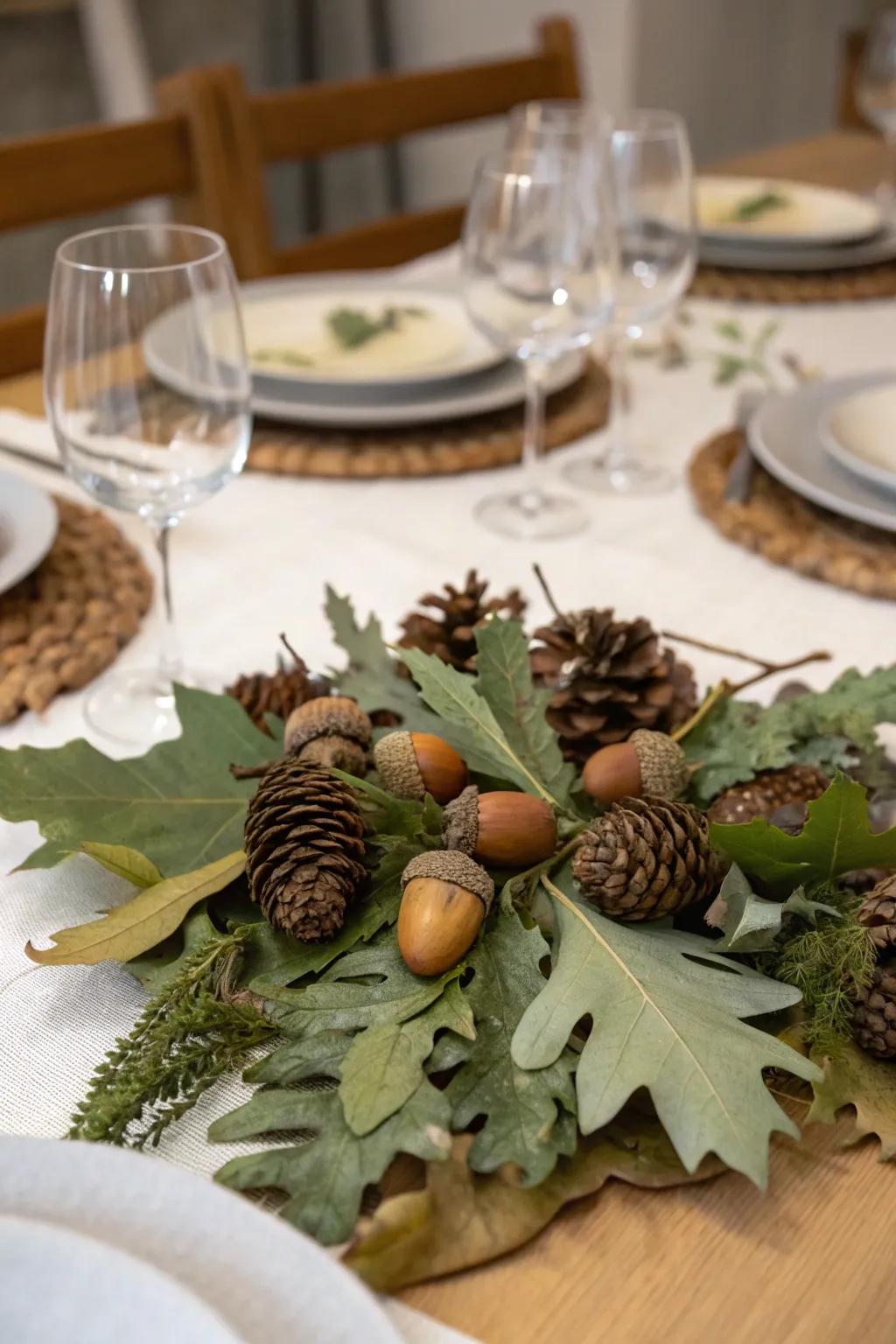 A nature-inspired centerpiece for a seasonal table arrangement.
