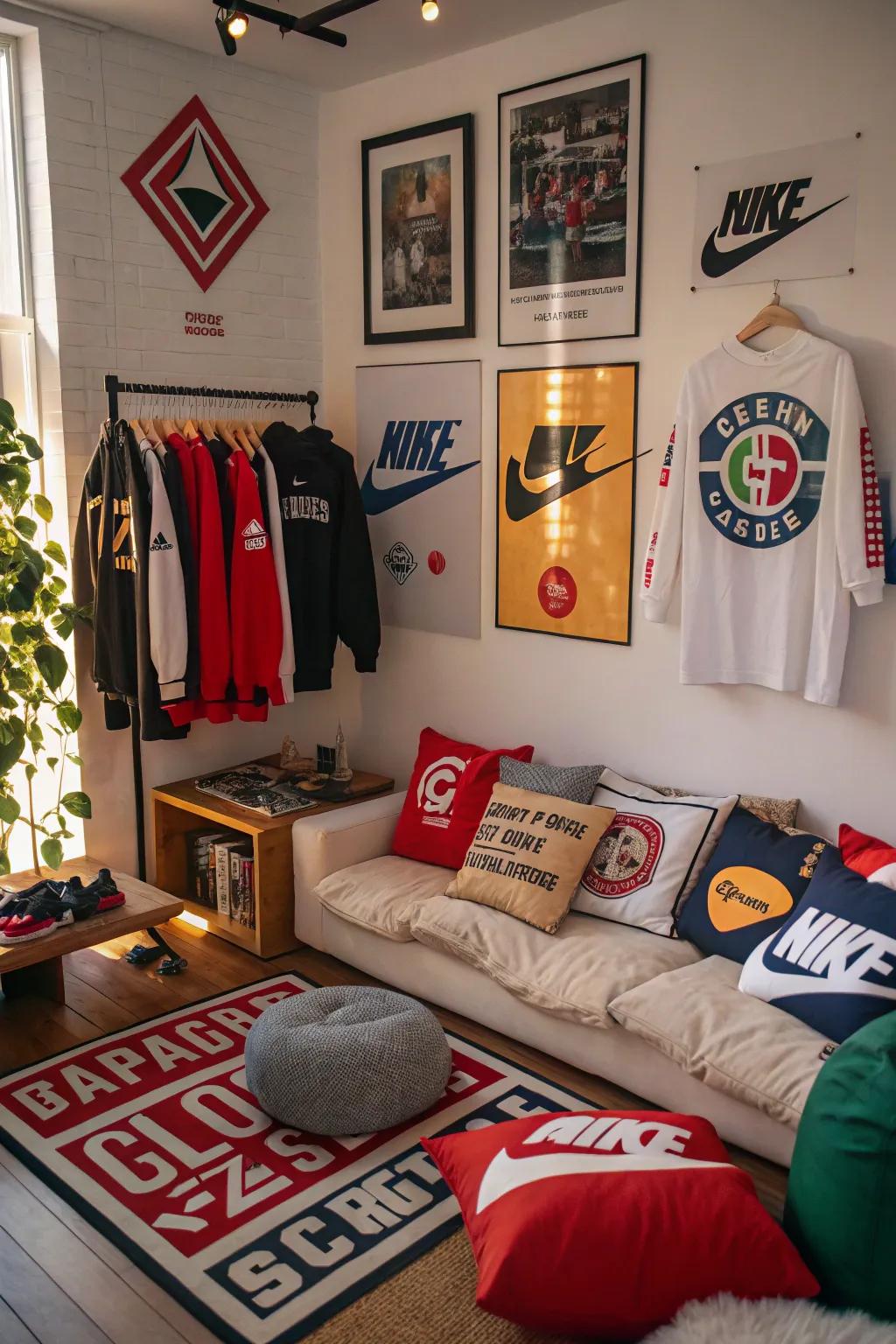 Creative brand-centric decorations reflecting streetwear affection.
