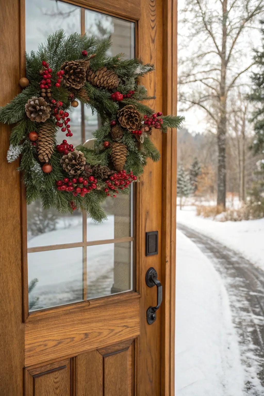 A welcoming wreath that brings homespun charm to your abode.