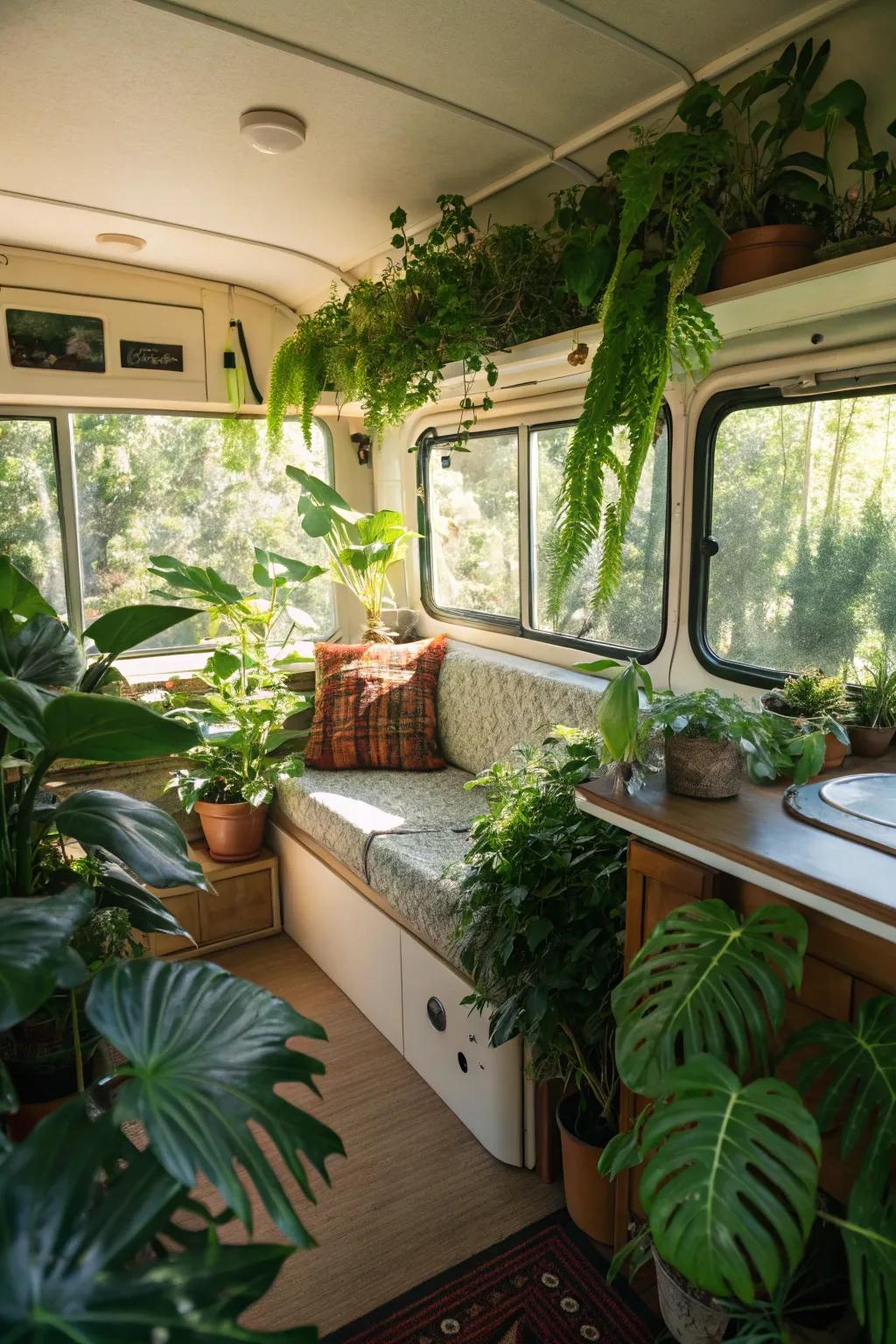 Natural components such as vegetation and illumination improve the camper's ambiance.