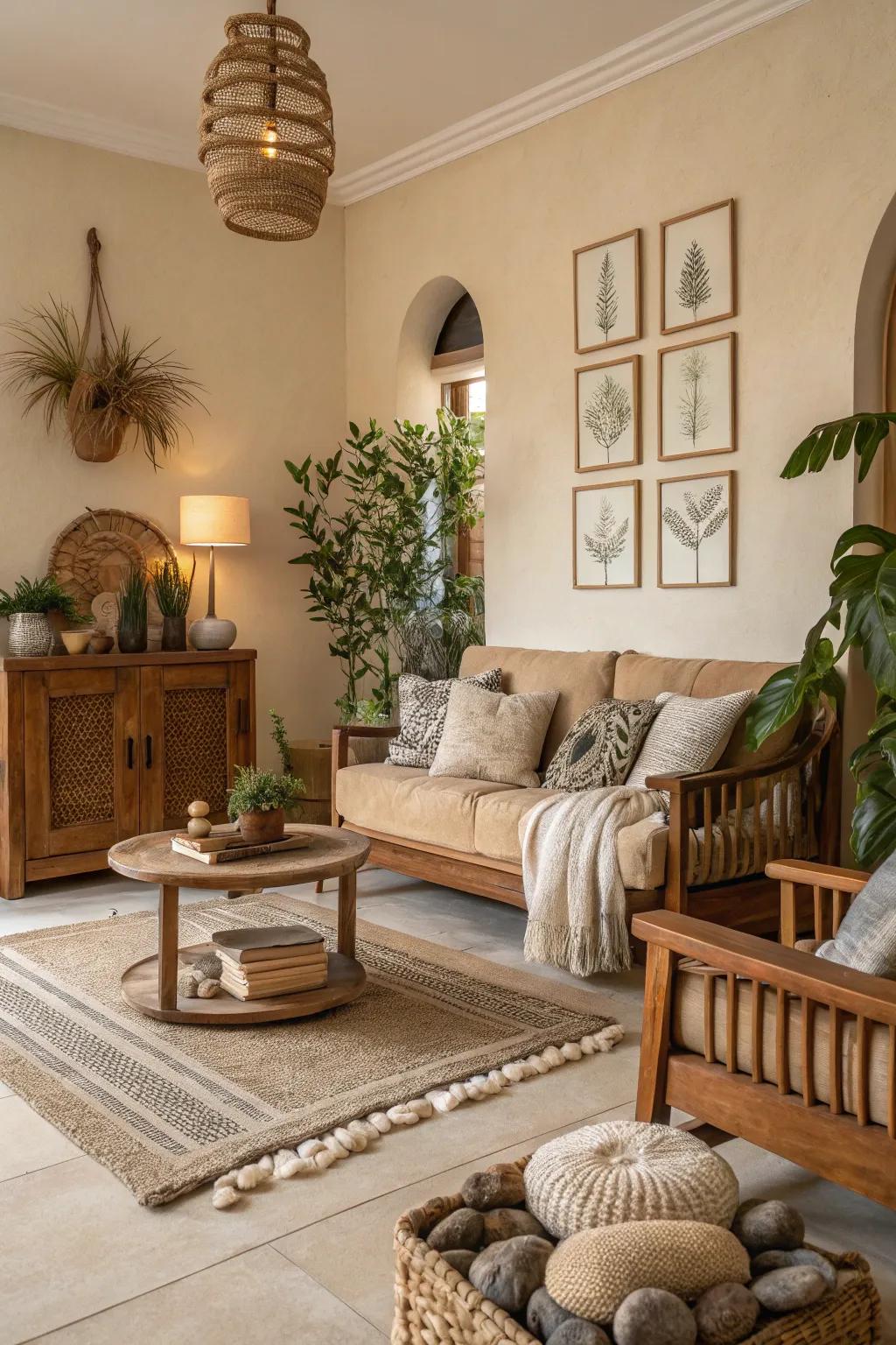 Neutral hues promote a serene mood.