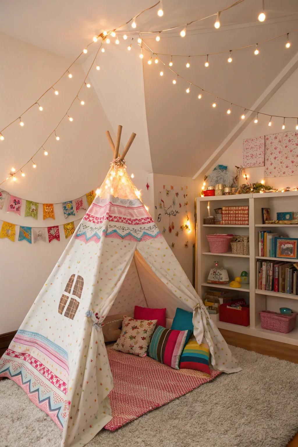 Whimsical additions transform an ordinary space into a dreamy refuge.
