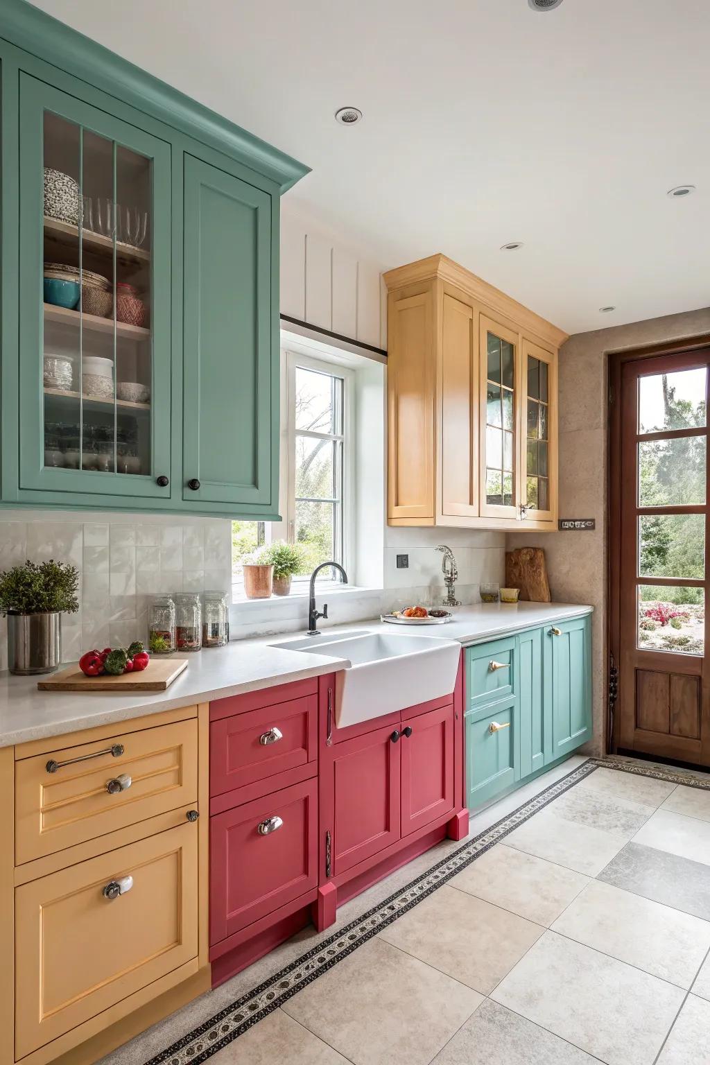 Mixing cabinet styles can make your kitchen more dynamic and unique.
