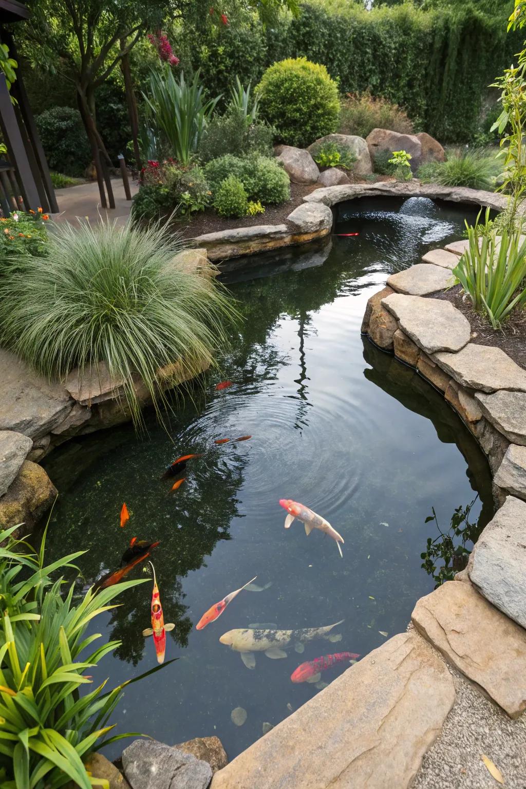 Unique forms can transform a koi pond into an enchanting feature.