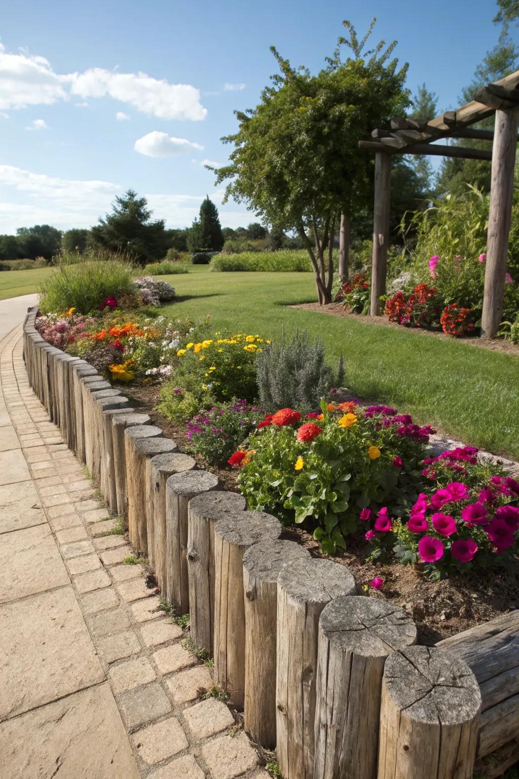 Upright timber borders provide a striking framework for any garden.