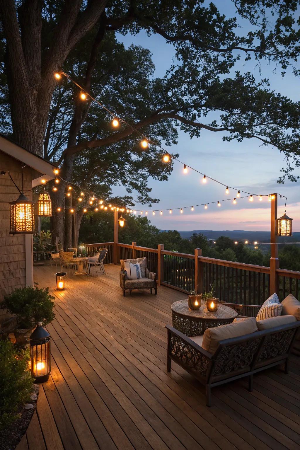 Lighting is key to setting a warm and inviting mood on your deck.