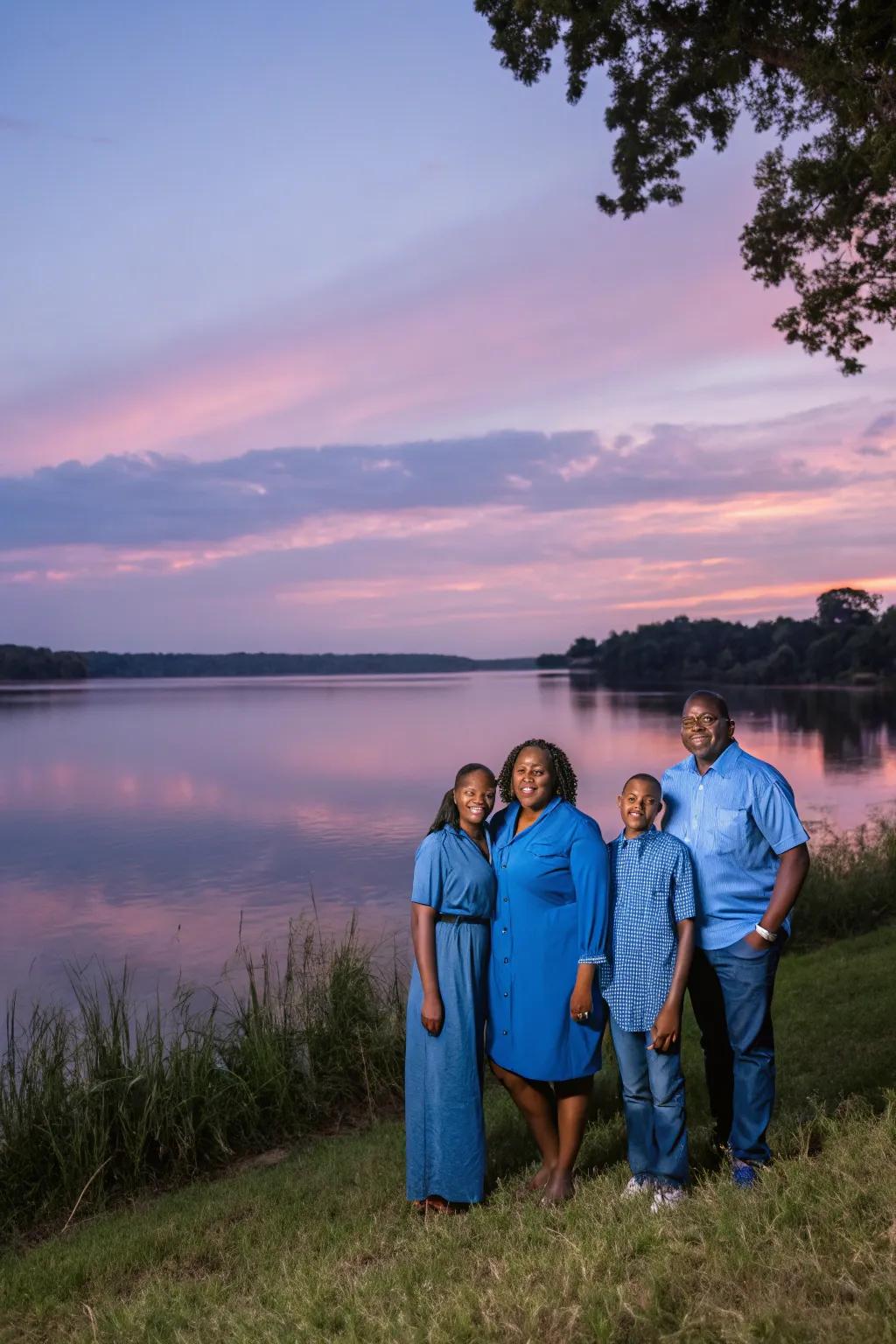 Shades of blue create a calming, monochromatic effect.