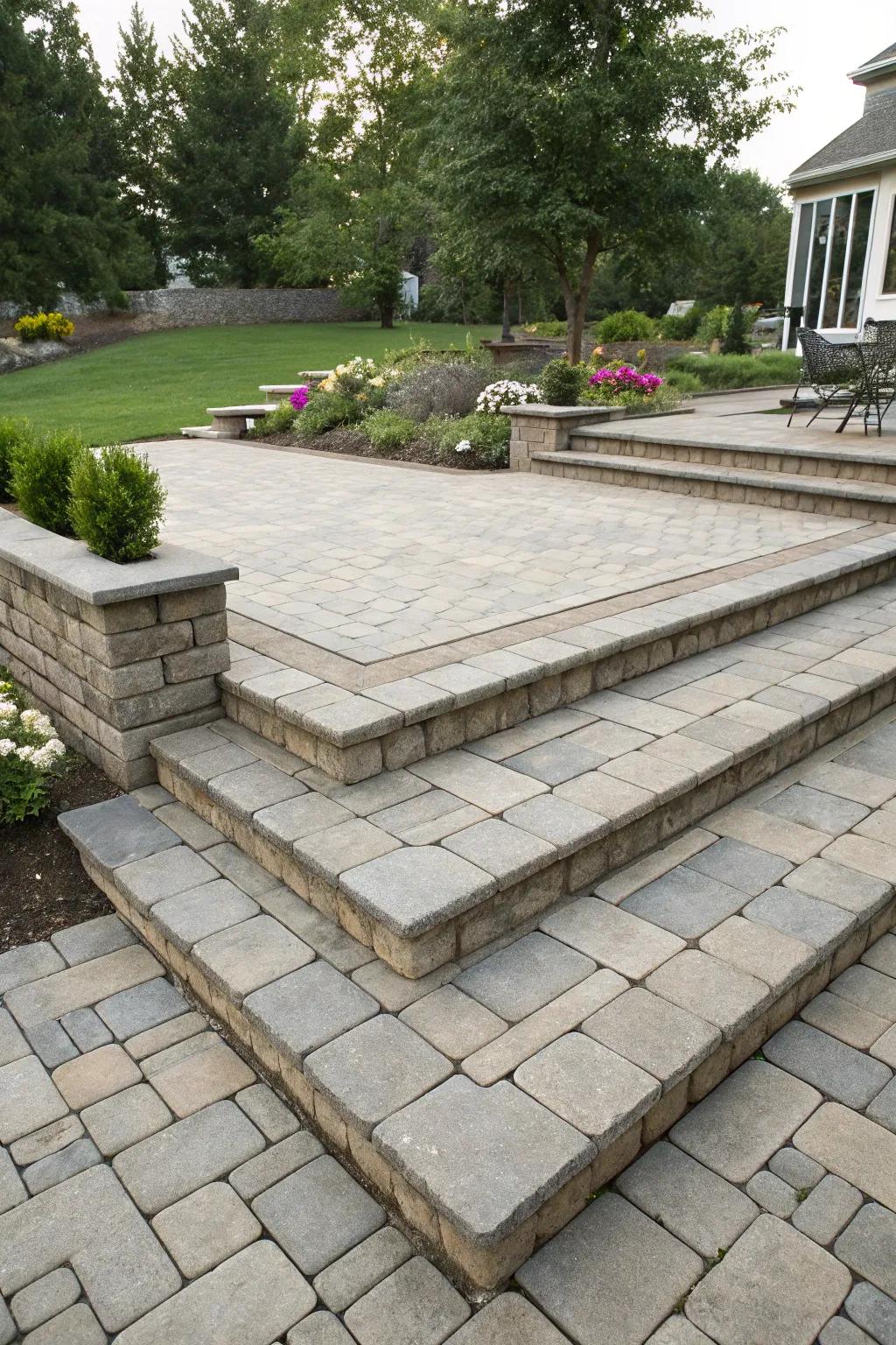 Multi-level patios offer separate, engaging outdoor environments.