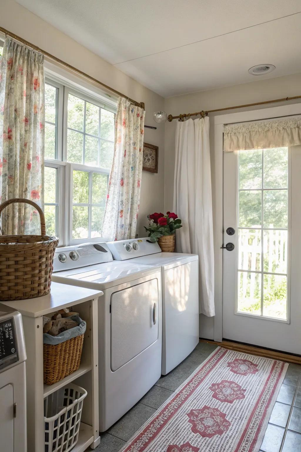 Cafe drapes bring a touch of casual charm to any utility zone.