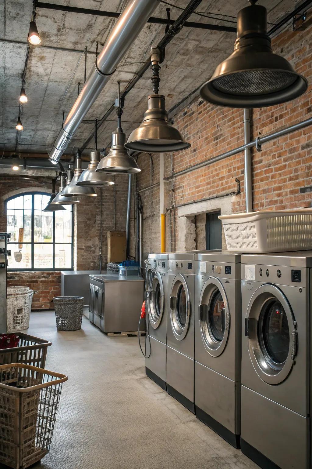 Metal finishes lend an industrial flair.