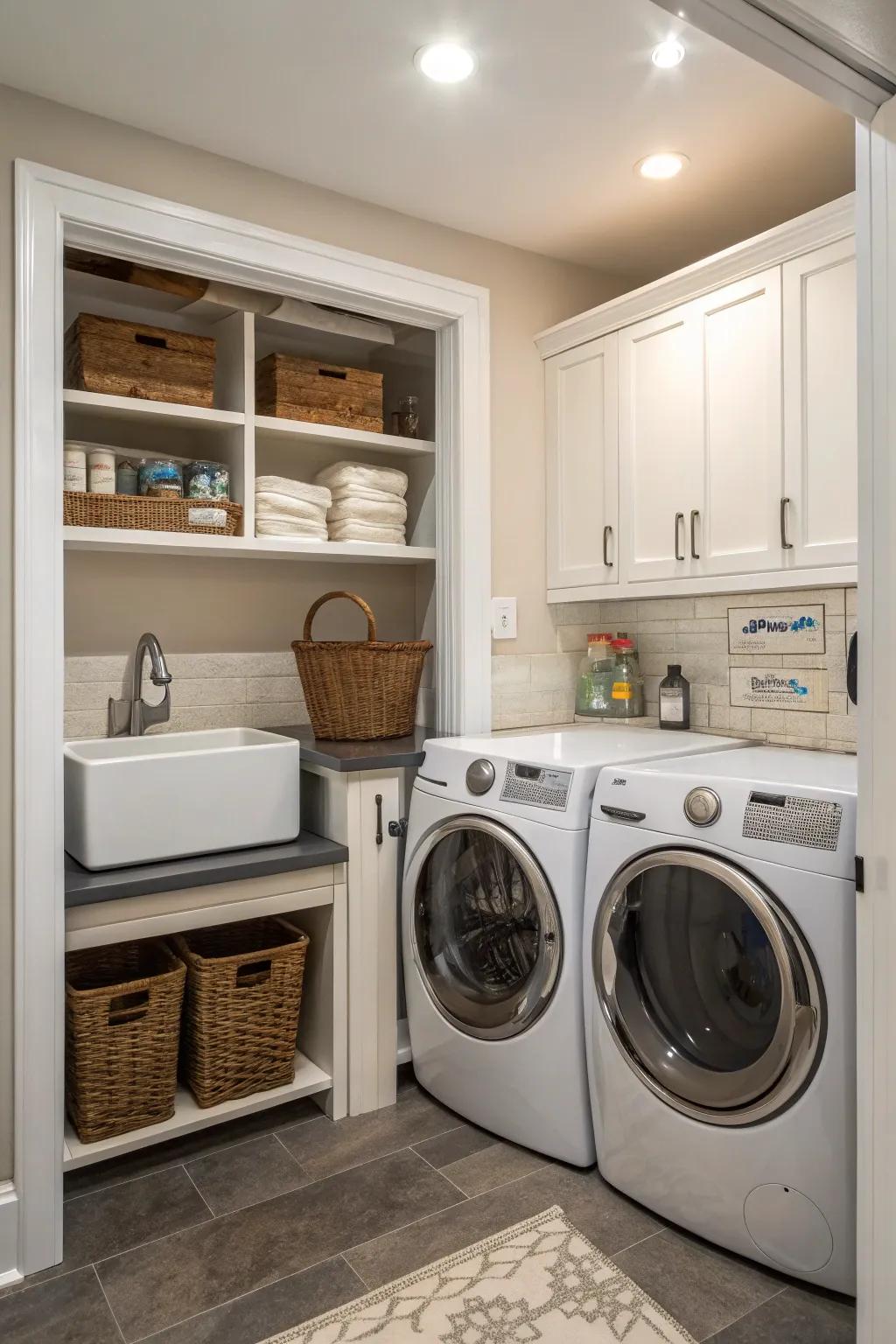 A service basin offers useful functionality to your washing space.