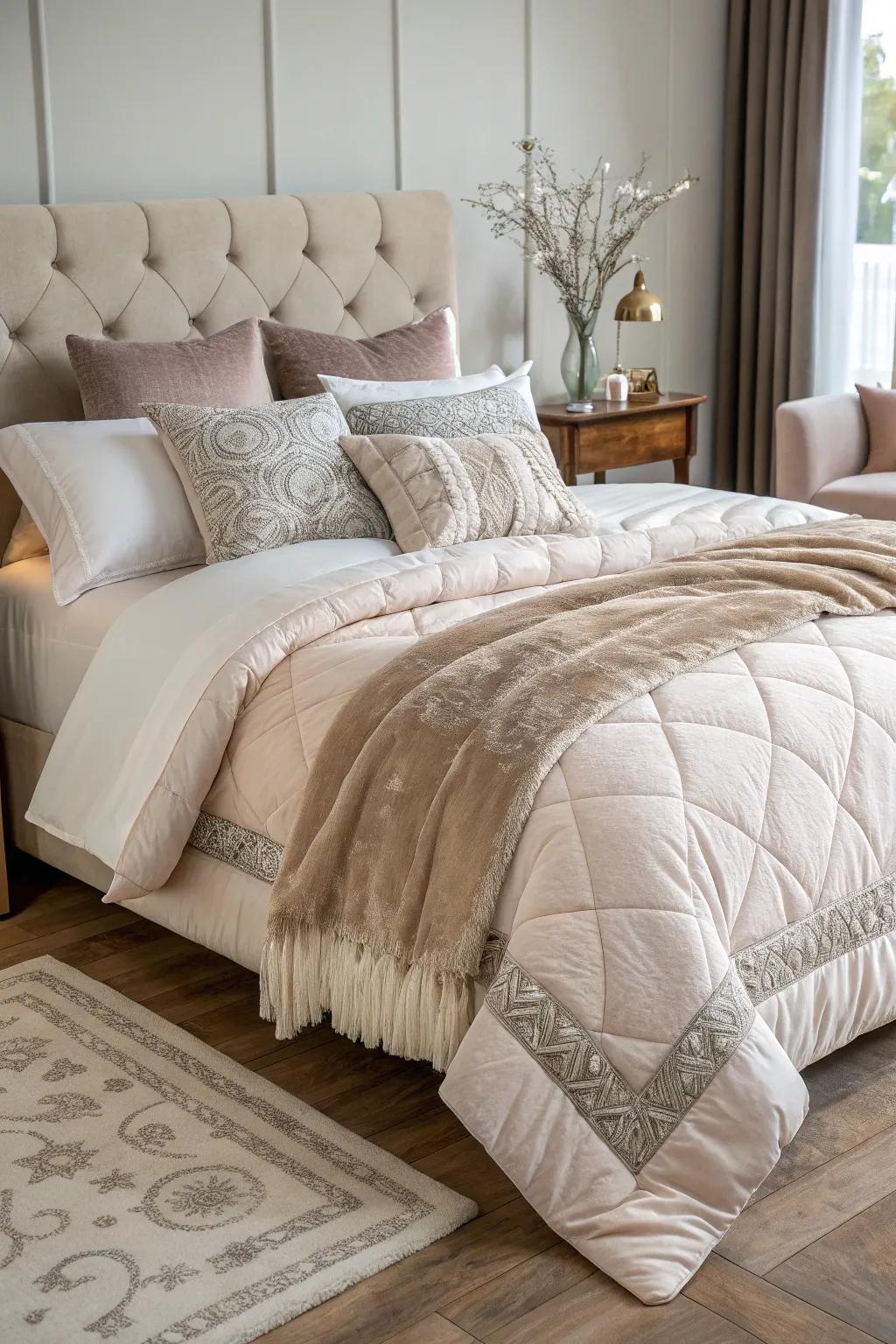 A luxurious duvet that adds warmth and elegance to the bed.