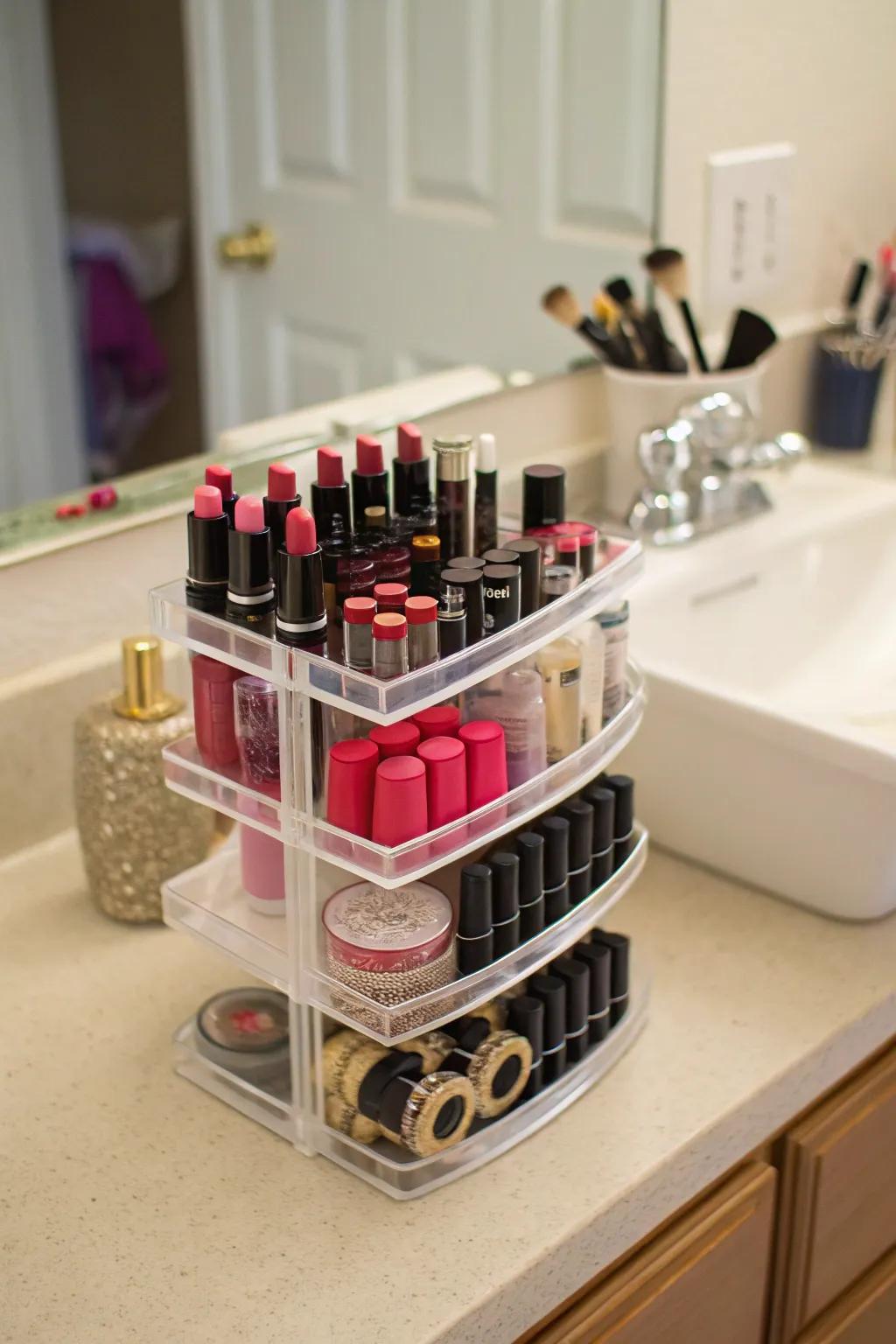 A multi-level organizer puts everything within reach.
