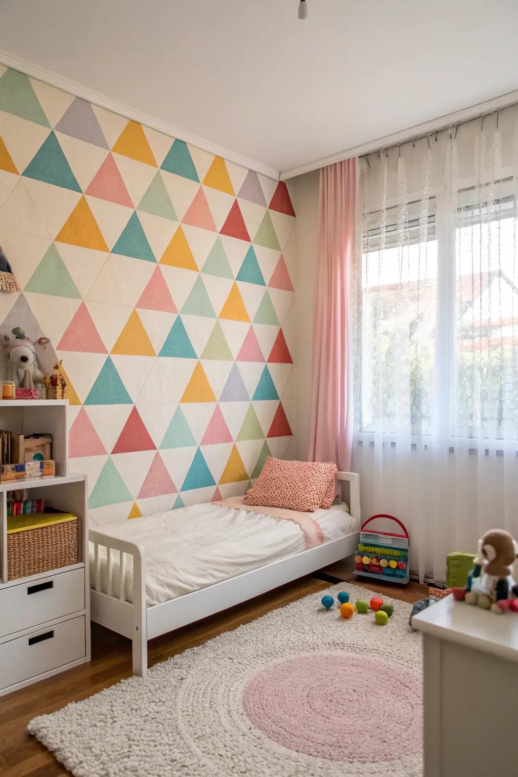 A spirited angular pattern wall igniting inventiveness.