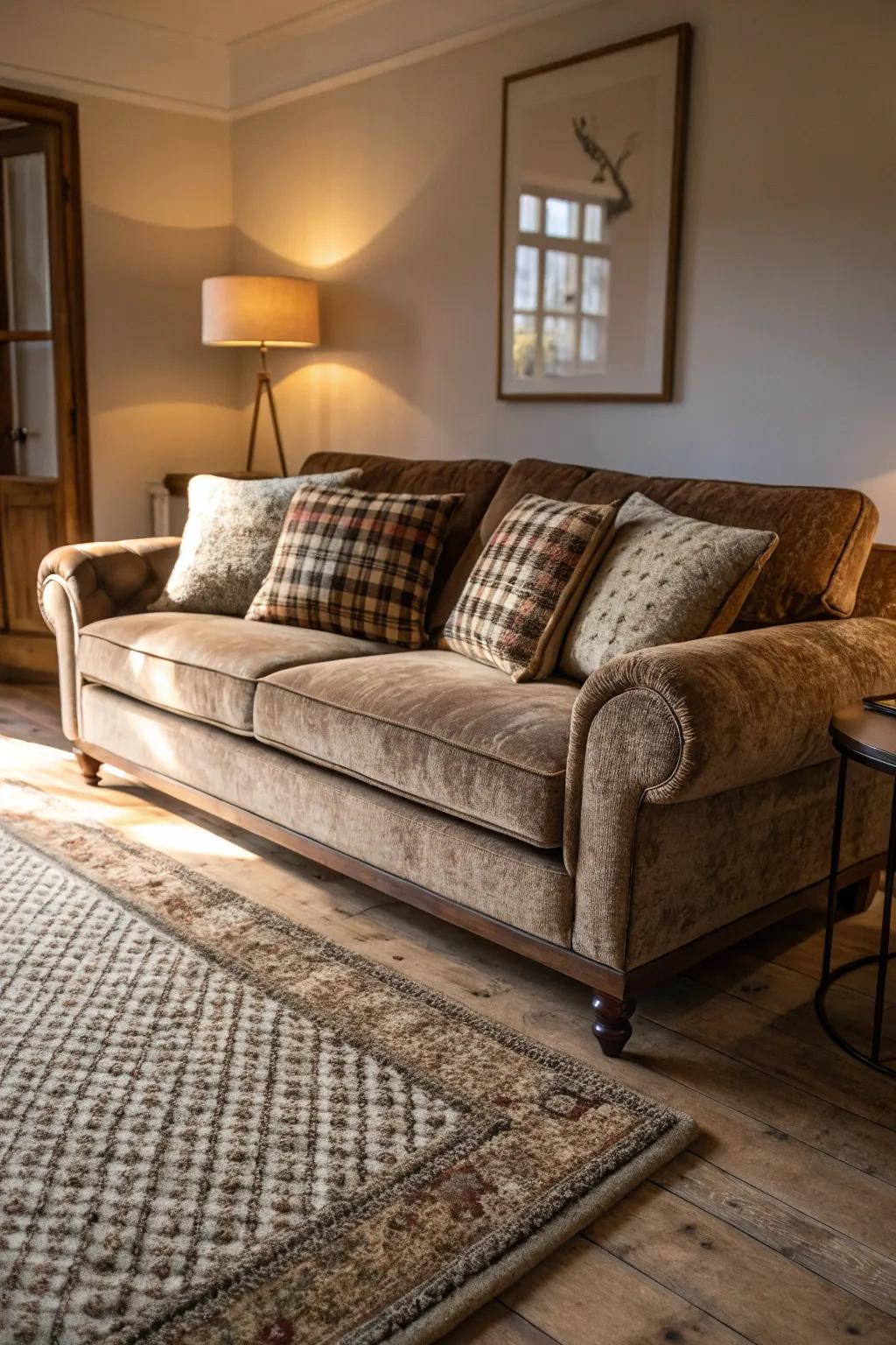 A blend of textures for a stylish and cozy living area.